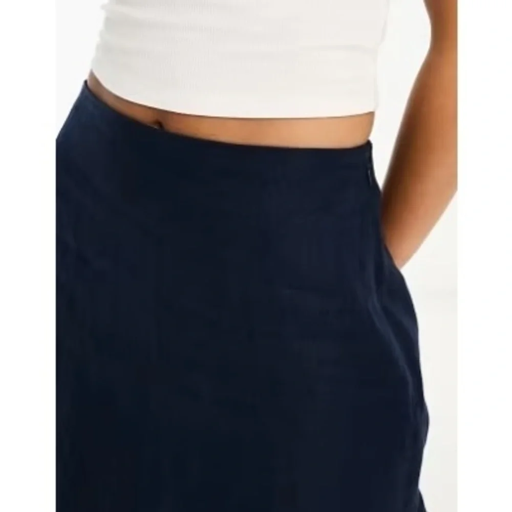 A&F Premium Linen Midi Skirt - Navy - XL Petite